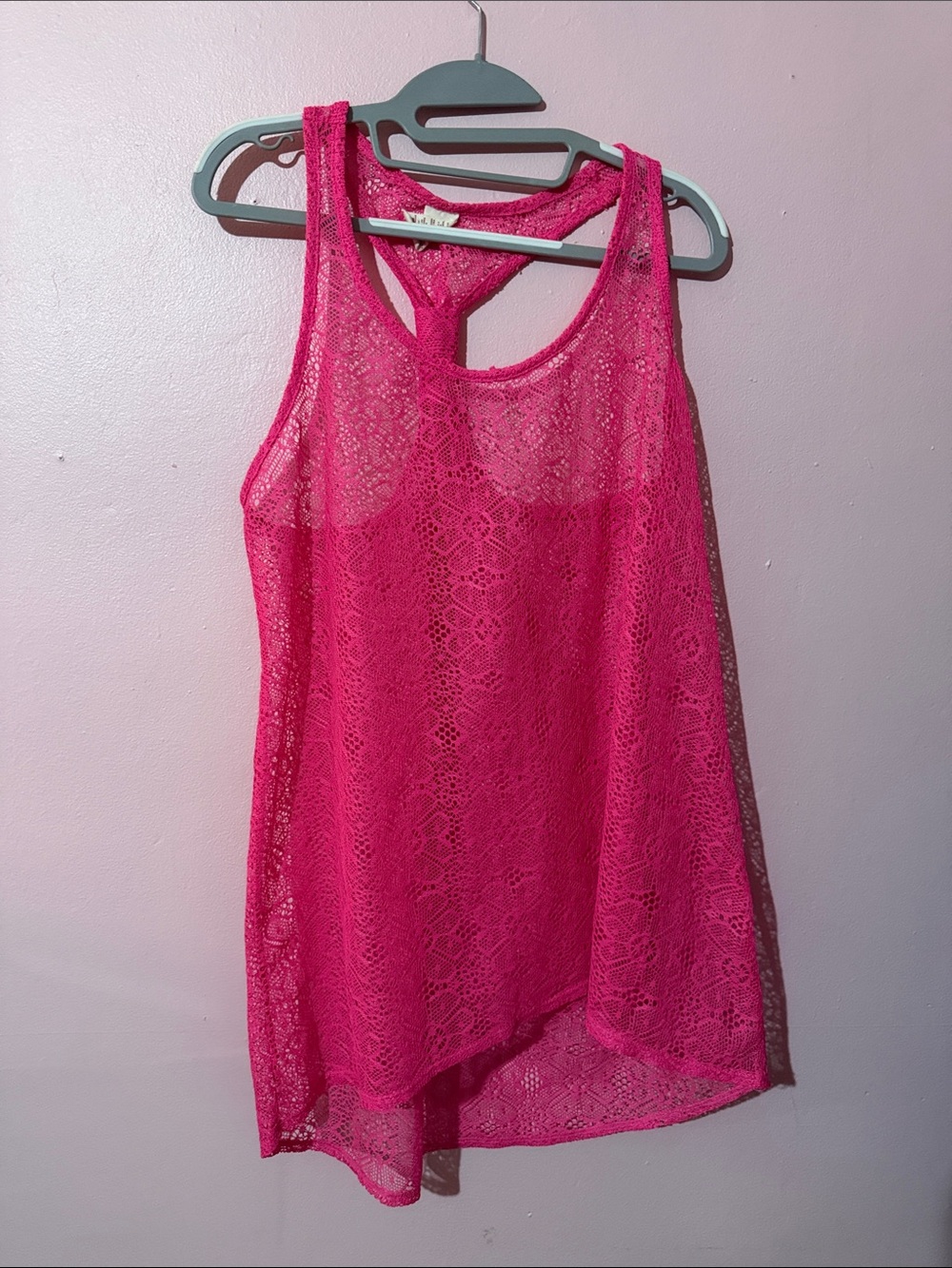 Hot Pink Lace Racerback swimsuit, cover - Women